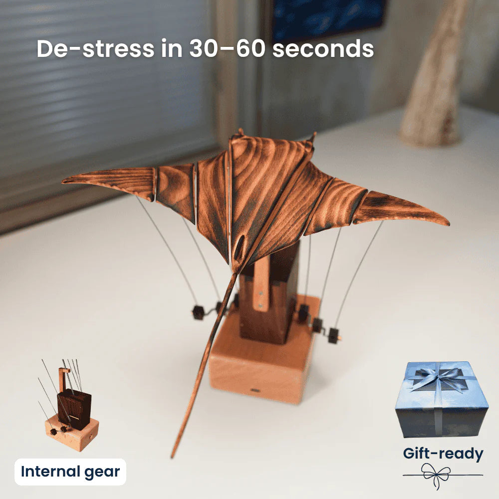 🔥Artisan Wooden Manta Ray Automaton