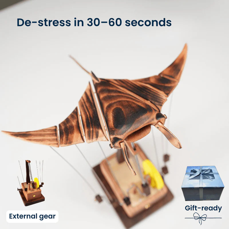🔥Artisan Wooden Manta Ray Automaton