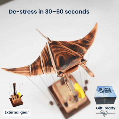 🔥Artisan Wooden Manta Ray Automaton