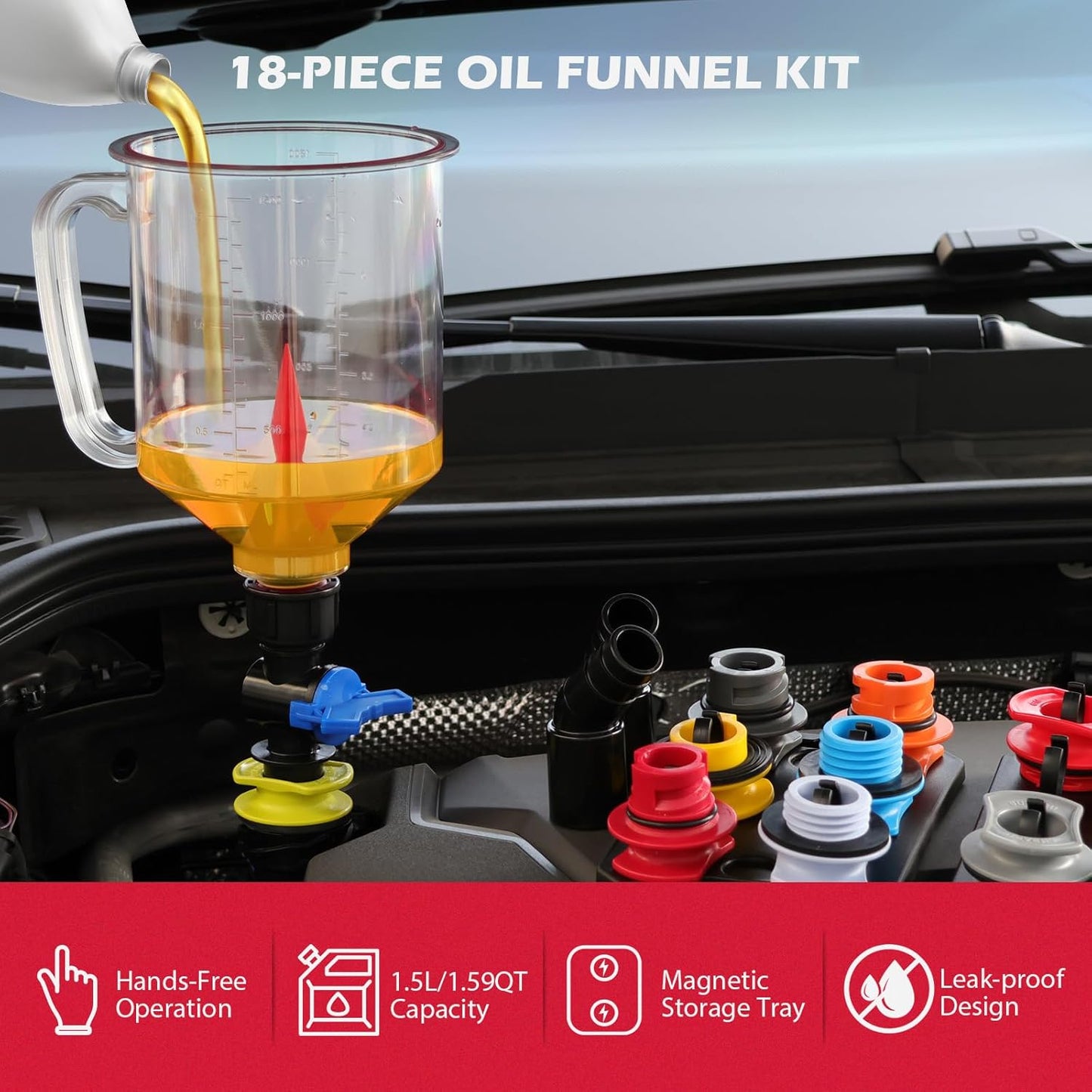 💥Only $39.9 Last Day Promotion!-18-Piece Engine Oil Funnel Set