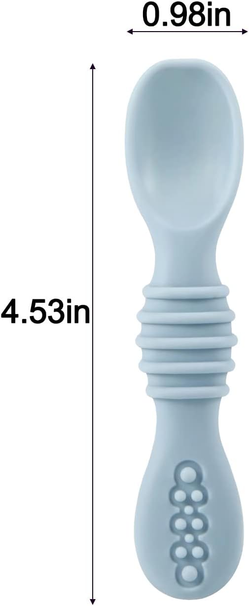 7 Pack Baby Led Weaning Spoons| Silicone Baby Spoons Self Feeding Utensils, Toddler Infant Feeding Spoon First Stage