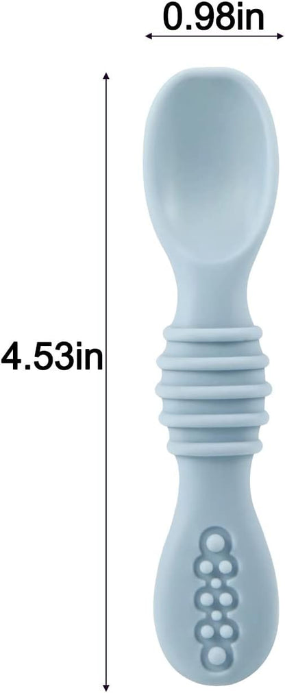 7 Pack Baby Led Weaning Spoons| Silicone Baby Spoons Self Feeding Utensils, Toddler Infant Feeding Spoon First Stage