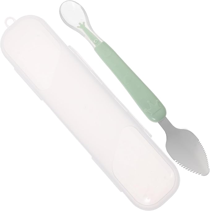 Baby Scraper Spoon, Double Head Silicone Spoon Fruit Mud Puree Scraper for Practical Baby Training Feeding Shower, Green