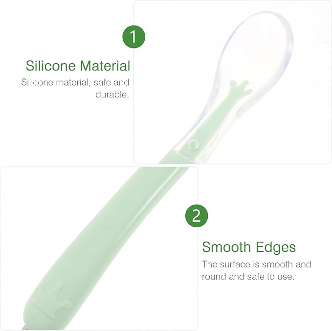 Baby Scraper Spoon, Double Head Silicone Spoon Fruit Mud Puree Scraper for Practical Baby Training Feeding Shower, Green