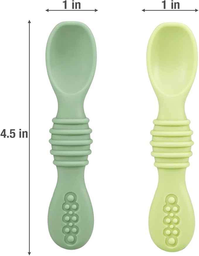 6 Pack Silicone Baby Spoons - Self Feeding Utensils 6-12 Months - Infant Spoons First Stage - Baby Feeding Essentials