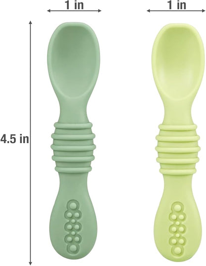 6 Pack Silicone Baby Spoons - Self Feeding Utensils 6-12 Months - Infant Spoons First Stage - Baby Feeding Essentials