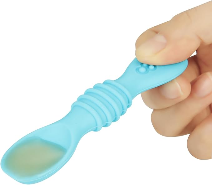 6 Pack Silicone Baby Spoons - Self Feeding Utensils 6-12 Months - Infant Spoons First Stage - Baby Feeding Essentials