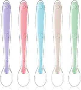Baby Silicone Spoons, 5 PCS Toddler Training Feeding Spoons, Soft Tip BPA Free Gum-Friendly, Dishwasher & Boil-Proof
