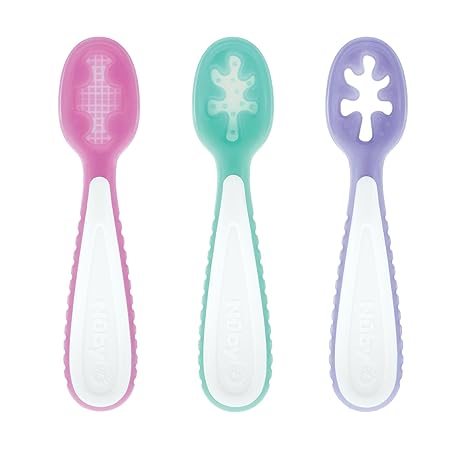 Baby's First Spoons Set - (3-Pack) Feeding Utensils for Babies - 6+ Months - Pink/Aqua/Purple