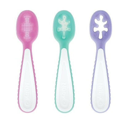 Baby's First Spoons Set - (3-Pack) Feeding Utensils for Babies - 6+ Months - Pink/Aqua/Purple