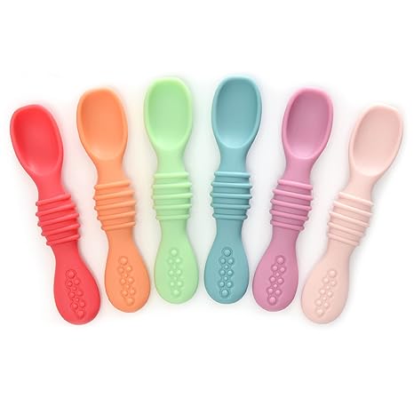 Silicone Chew Spoon Set for Babies and Toddlers | Safety Tested | BPA Free | Microwave, Dishwasher and Freezer Safe