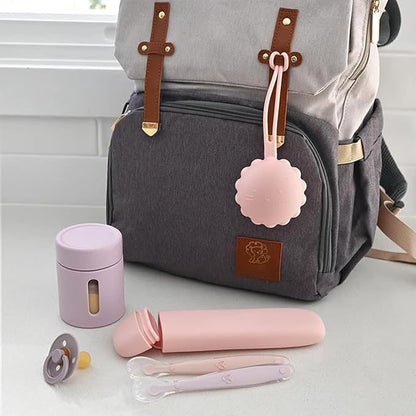 Silicone Baby Feeding Spoons with Storage Box, First Stage Infant Soft-Tip Easy on Gums I Training Spoon Self | Utensils Supplies (Pink)