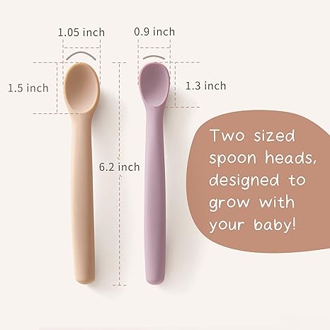 Silicone Baby Spoons Set of 4, Feeding Spoon for First Stage 4+ Months, Baby Utensils with Case, Toddler Led Weaning Spoons, Bendable, Chewproof & Boil-proof