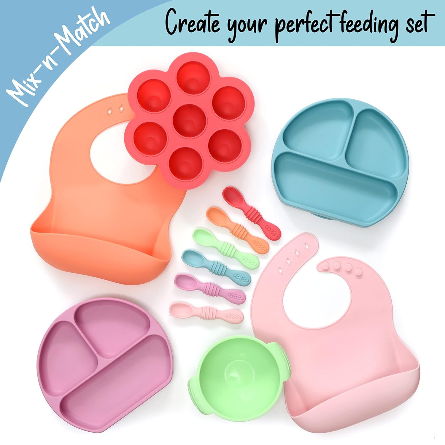 Silicone Chew Spoon Set for Babies and Toddlers | Safety Tested | BPA Free | Microwave, Dishwasher and Freezer Safe