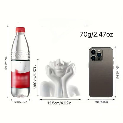 Creative Thinking-Face Pen Holder 2-Piece Set – Artistic Sculpture Design Desk Organizer for Stationery, Makeup Brushes, and Home Office Decor