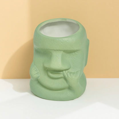 Creative Face-Shaped Pen Holder 2-Piece Set – Artistic Desktop Organizer for Stationery, Makeup Brushes, and Modern Home Decoration