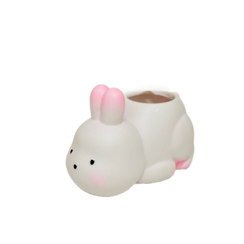 Creative Bunny-Shaped Pen Holder 2-Piece Set – Cute Rabbit Desk Organizer for Stationery, Makeup Brushes, and Home Office Decoration